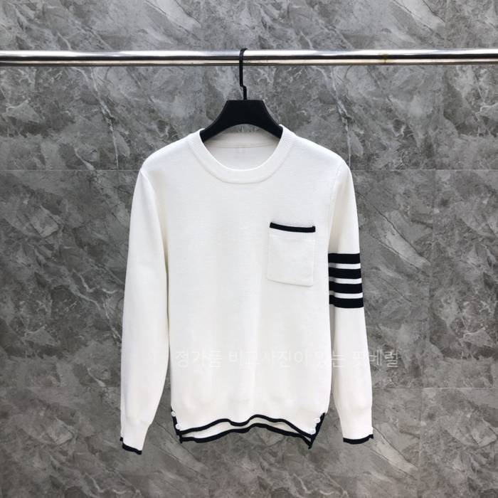 톰*라운 4-바 스티치 코튼 티핑 니트