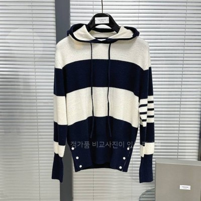 톰*라운 4-바 스트라이프 울 니트 후드