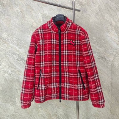 버*리 체크 울 캐시미어 블렌드 플리스 자켓