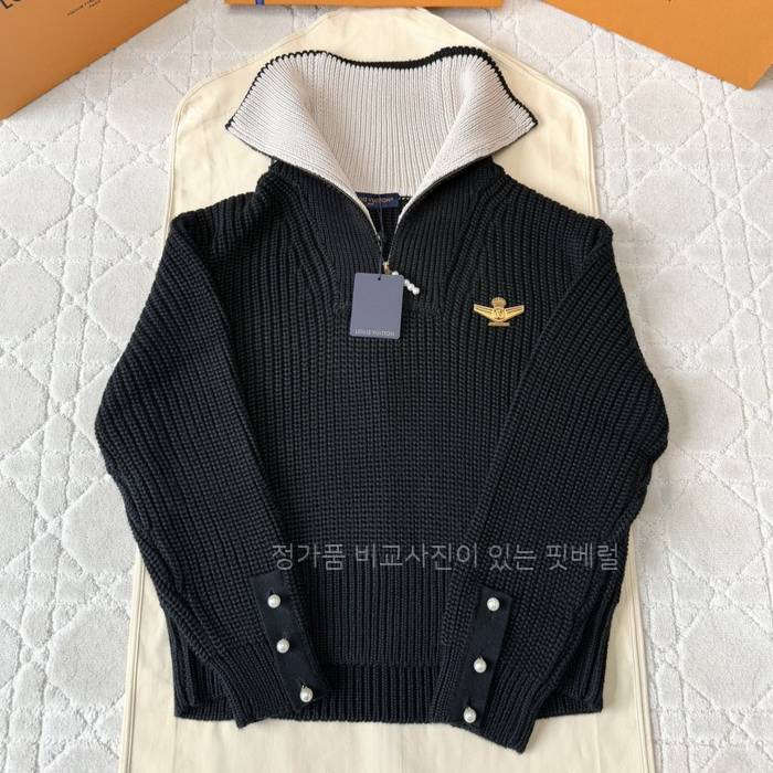 루*비통 청키 울 블렌드 하프 집 풀오버 니트