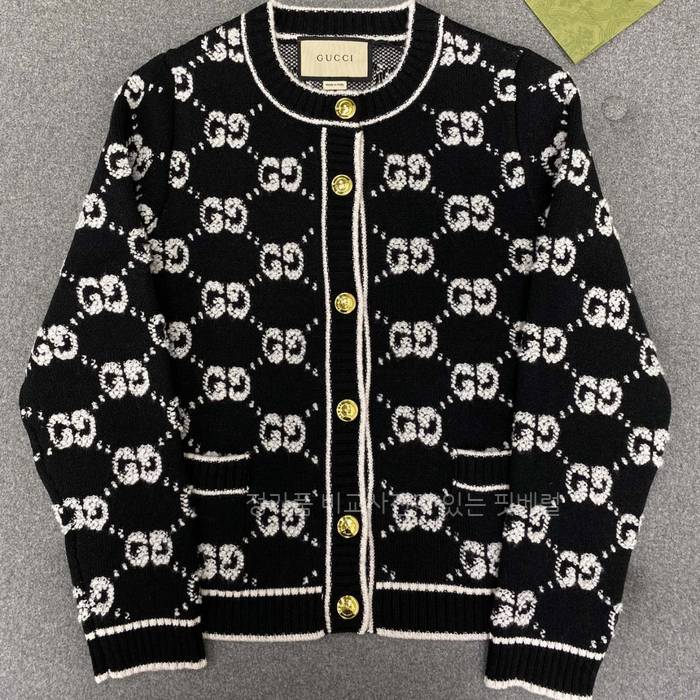 구* GG 울 부클 자카드 가디건 여성용