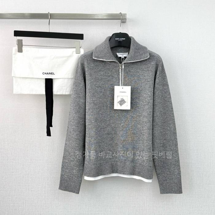 샤* 하프 집업 울 니트