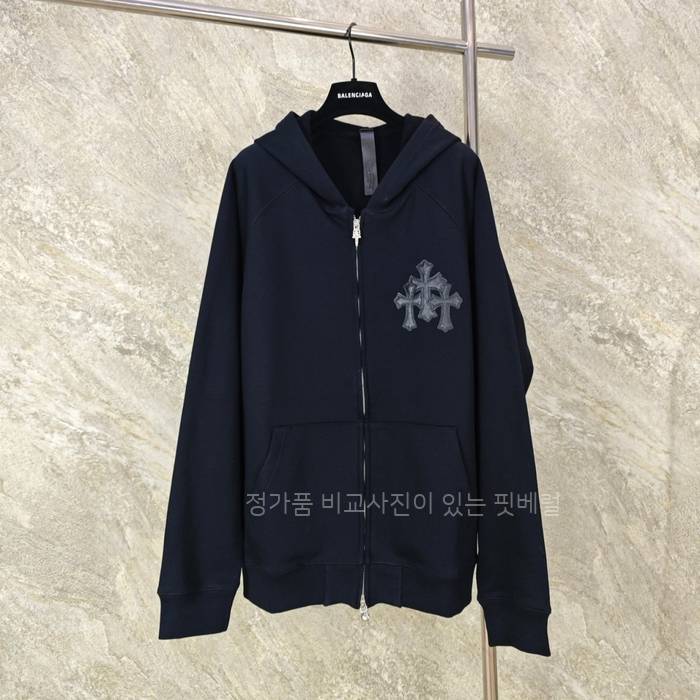 크*하츠 크로스 레더 패치 플리스 후드집업 자켓