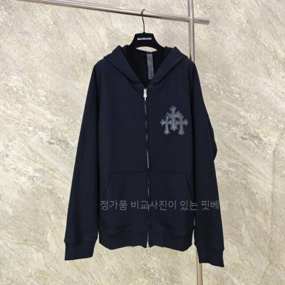 크*하츠 크로스 레더 패치 플리스 후드집업 자켓