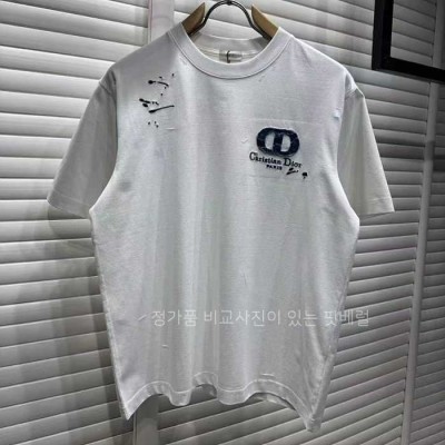 [국내배송] 디* 데님패치 데미지 자수반팔 (2color)