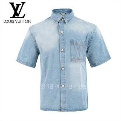 [국내배송] 루*비통 자수 로고 데님 반팔 NB