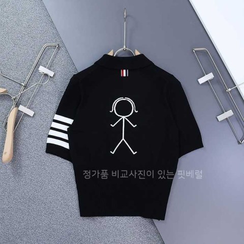 [국내배송] 톰*라운 미세스 톰 아이콘 반팔 카라 니트