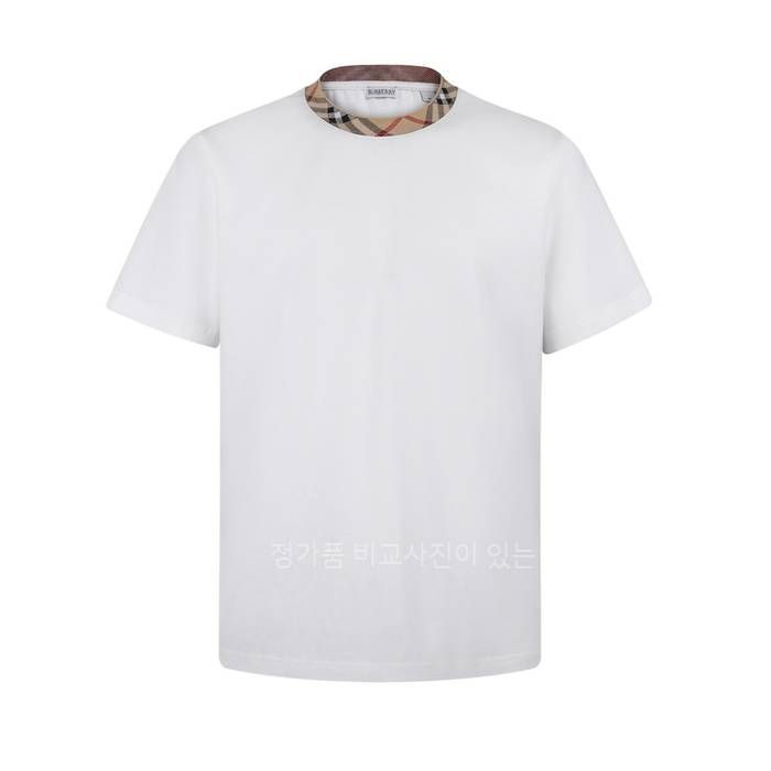 버*리 체크 트리밍 반팔티셔츠
