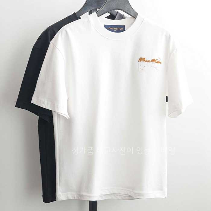 [국내배송] 루*비통 브러쉬드 로고 코튼 크루넥 티셔츠 (2color)