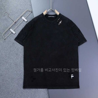 [국내배송] 크*하츠 빈티지 데미지 워싱 클립 크로스 라운드 티셔츠