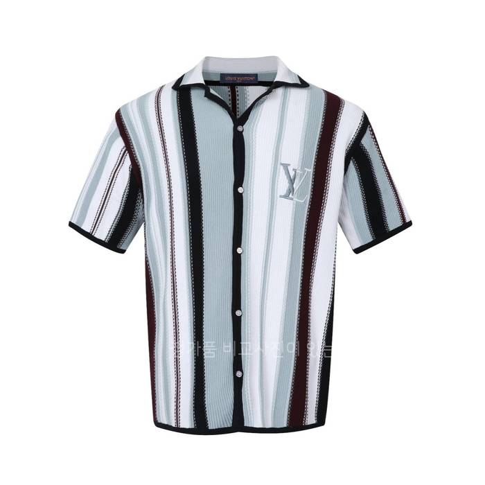 루*비통 스트라이프드 크로셰 반팔 셔츠