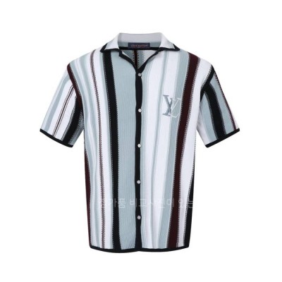 루*비통 스트라이프드 크로셰 반팔 셔츠