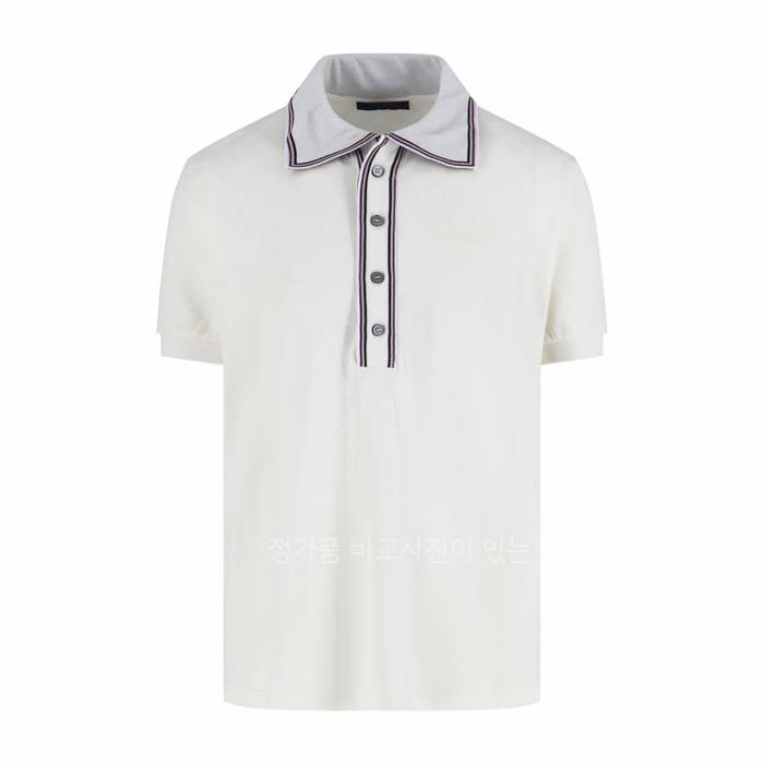 루*비통 다미에 자카드 쇼트 슬리브드 폴로 반팔티셔츠