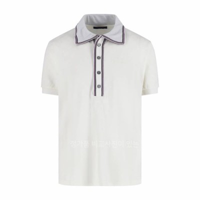 루*비통 다미에 자카드 쇼트 슬리브드 폴로 반팔티셔츠