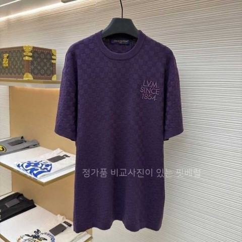 [국내배송] 루*비통 LV012 다미에 자카드 쇼트 슬리브드 크루넥 니트 웨어