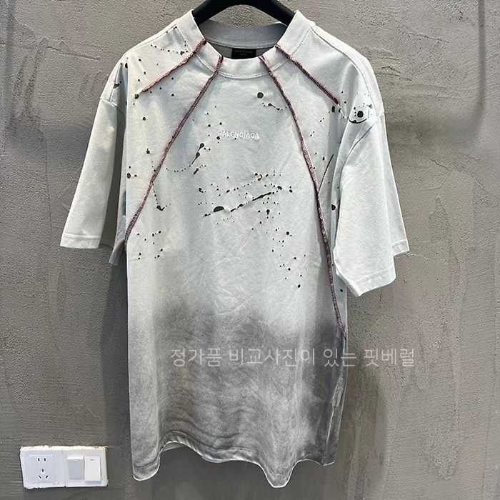 [국내배송] 발*시아가 피그먼트 페인팅 자수  티셔츠