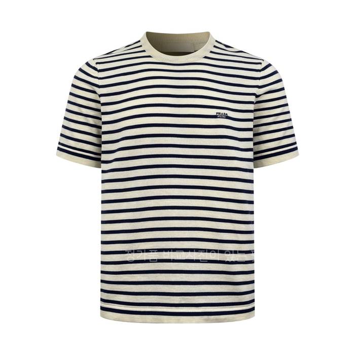 프*다 스트라이프드 니트 반팔