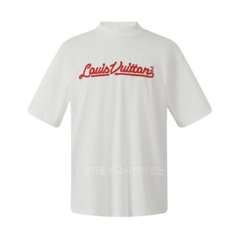 루*비통 x 니* 자수 모크넥 반팔티셔츠