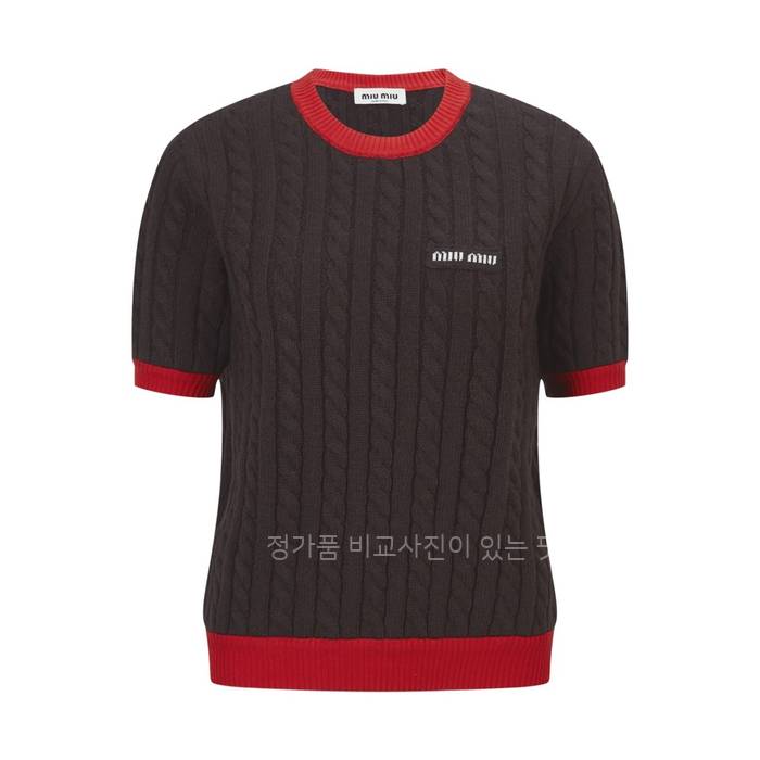 미*미우 케이블 니트 반팔 여성용