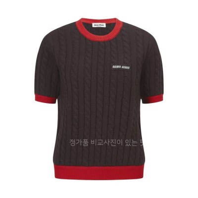 미*미우 케이블 니트 반팔 여성용