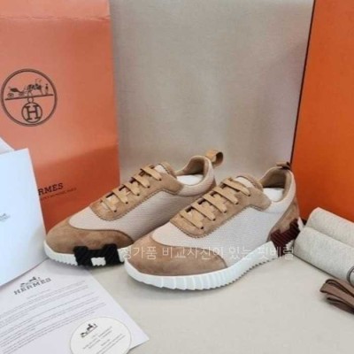 [국내배송] 에*메스 바운싱 스니커즈 그래픽 메쉬 스웨이드 고트스킨 & 베쥬 아흐질