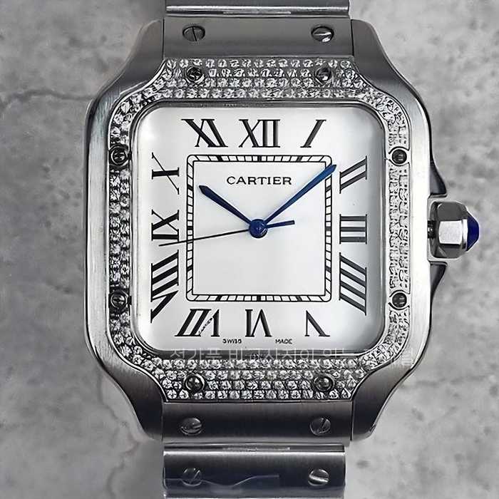 [국내배송] 까*띠에 산토스 화이트다이얼 다이아 세팅