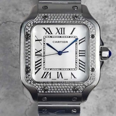 [국내배송] 까*띠에 산토스 화이트다이얼 다이아 세팅