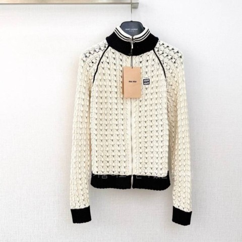 미*미우 코튼 지퍼 가디건