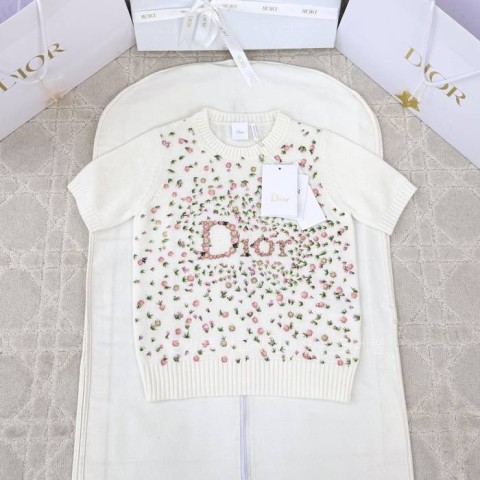 디* 엠브로이더드 니트 반팔 여성용