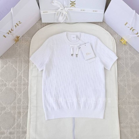 디* 오블리크 니트 반팔 여성용