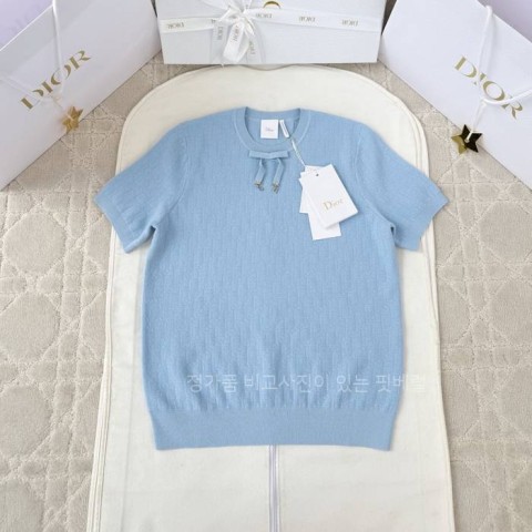 디* 오블리크 니트 반팔 여성용