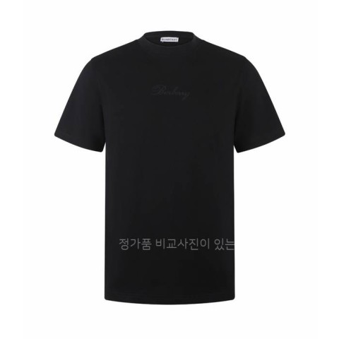 버*리 체크 커시브 로고 반팔티셔츠