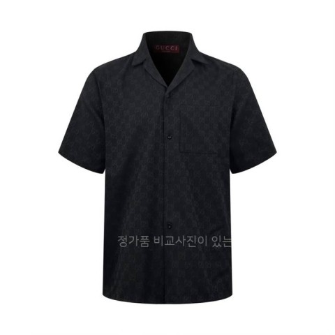 구* GG 캔버스 리넨 블렌드 볼링 반팔 셔츠