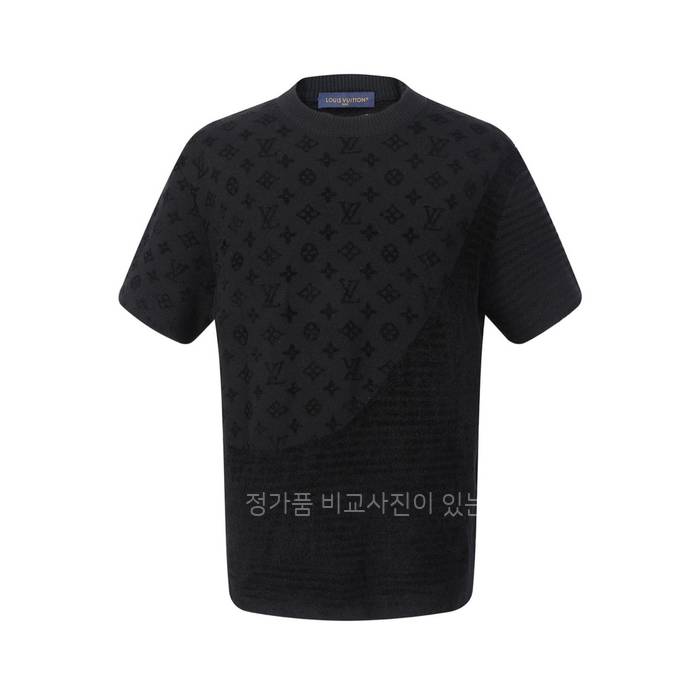 루*비통 자카드 쇼츠 슬리브드 크루넥 니트 반팔