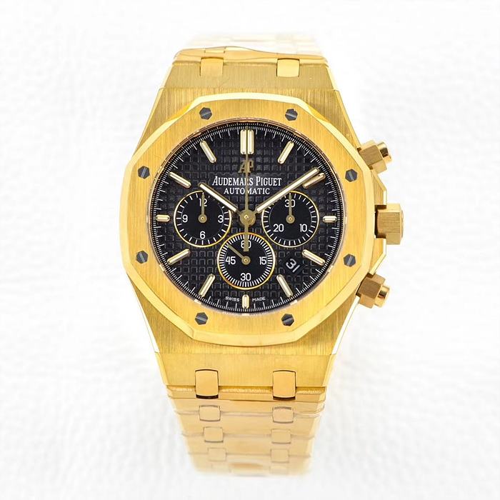 오데마피게 로얄오크 크로노 옐골 블랙다이얼 브레이슬릿 Royal Oak Chronograph 26331ST YG/YG Black OMF A7750