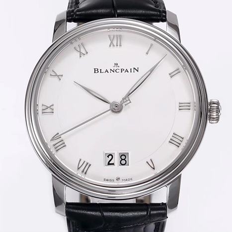 블랑팡(BLANCPAIN)빌레레6669 스틸 화이트다이얼 가죽스트랩