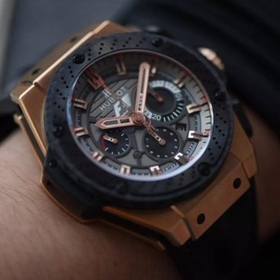 휴블럿(HUBLOT)빅뱅 킹파워 F1 로골 블랙다이얼 가죽스트랩 703.OM.6912.HR.FMC12